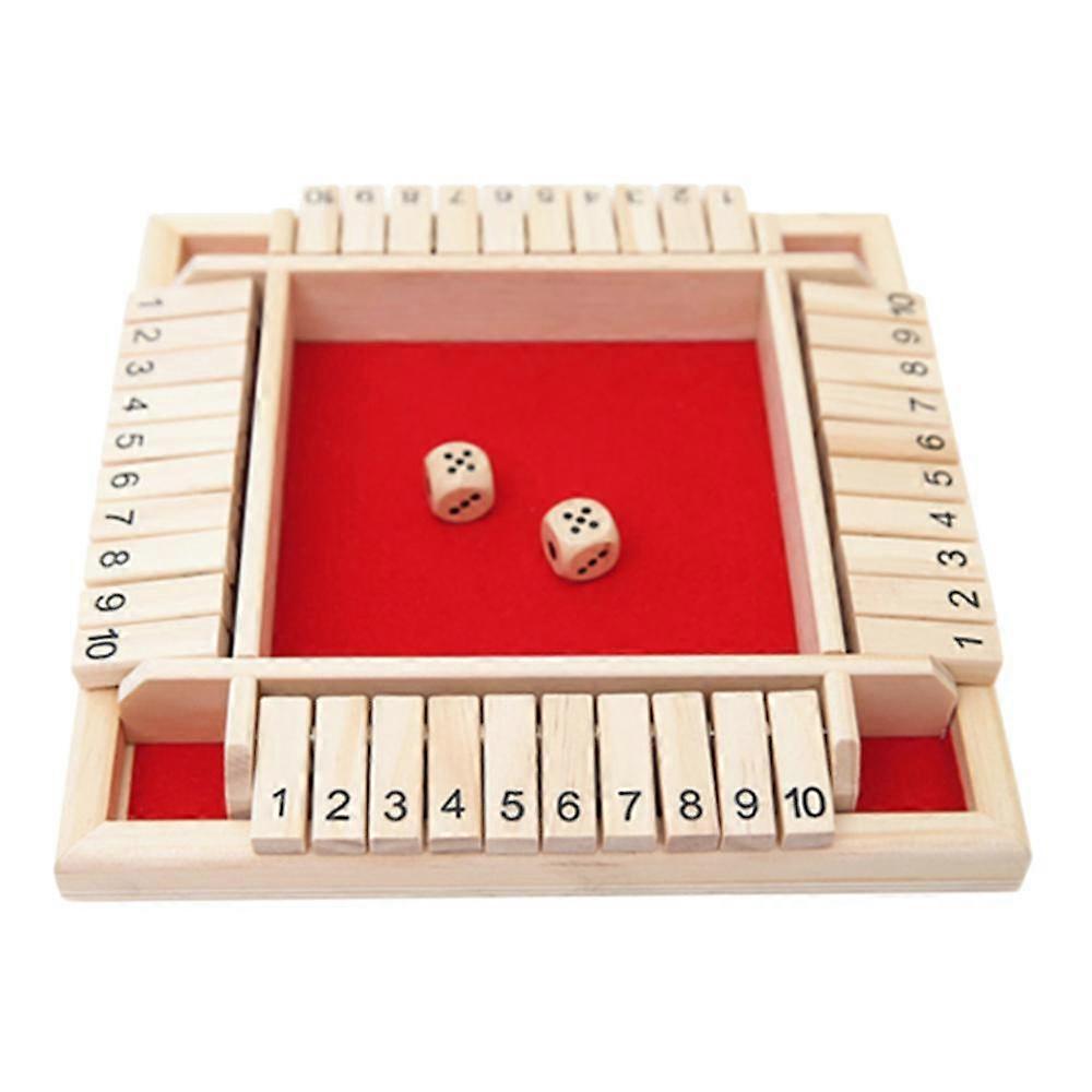 Shut The Box Board Game Dice Set Deluxe Four Sided 10 Numbers Board Game Party Club Drinking Games for Adults Families