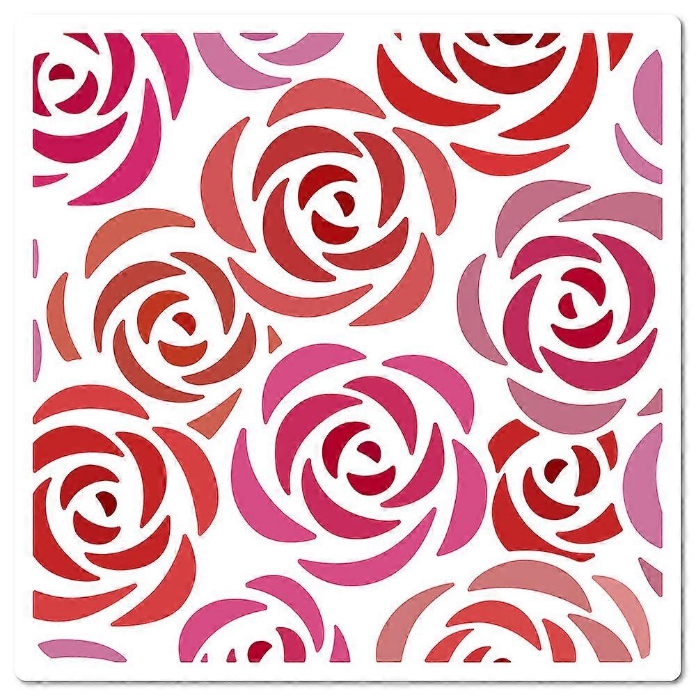 1pc PET Plastic Hollow Out Drawing Painting Stencils Templates Square Rose Pattern 18x18cm