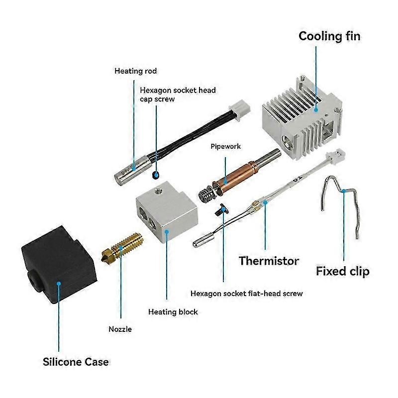 Kit hotend per stampante 3D per estrusore Kobra3 con dissipatore di calore, hotend interamente in metallo con ugello in acciaio duro da 0,4 mm