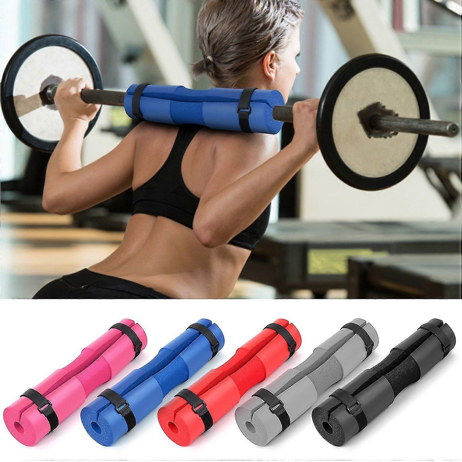 Barbell Squat Pad Neck Shoulder Protective Pad Support with Fixing Straps for Squats Lunges Hip Thru