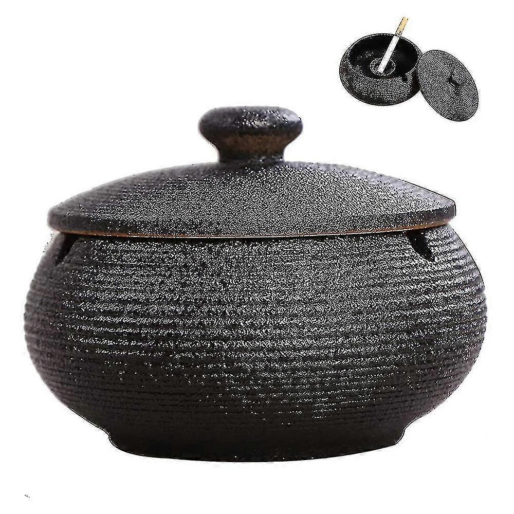 Ceramic Ashtray With Lids, Windproof, Cigarette Ashtray For Indoor