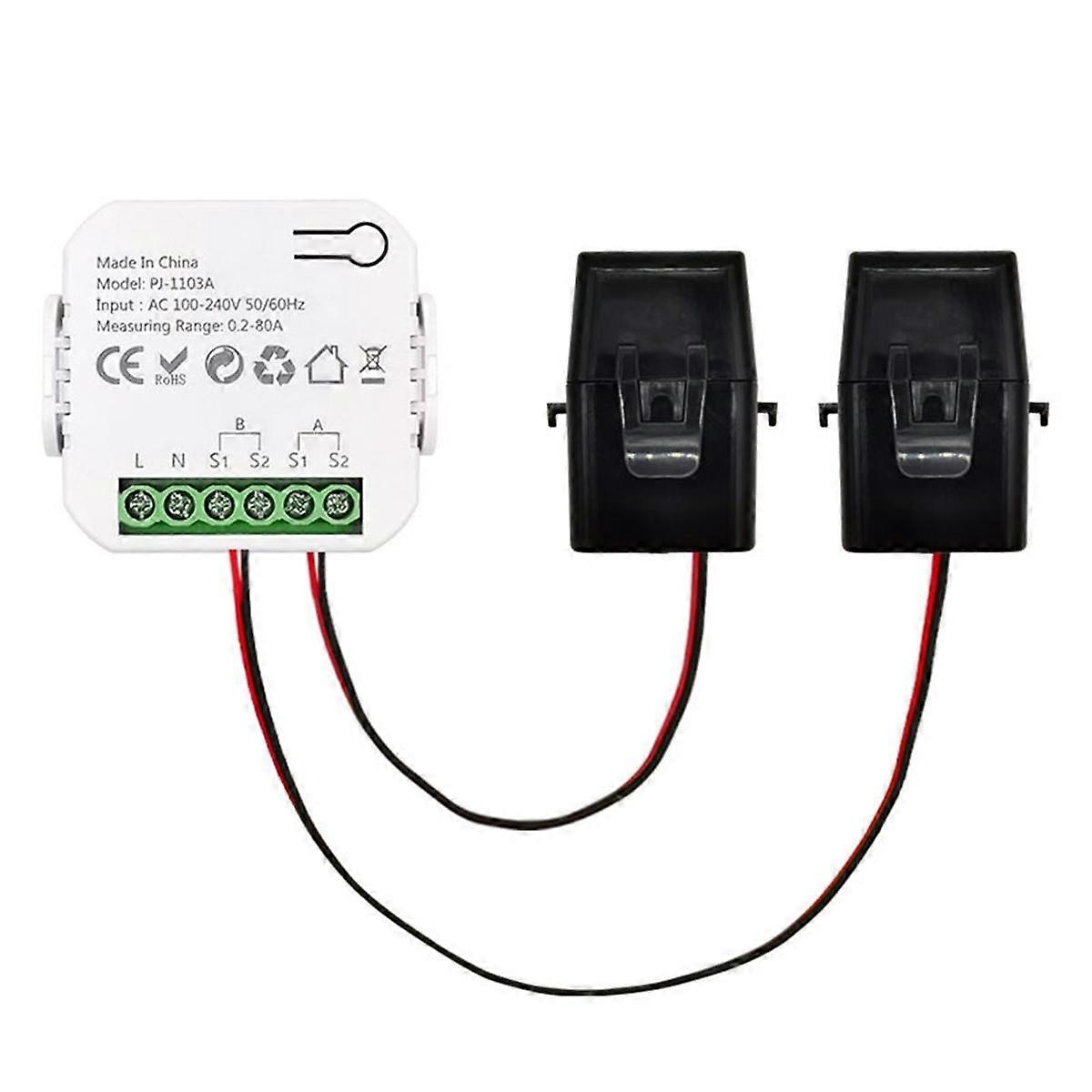 Tuya Smart Energy Meter Power Production Consumption Bidirectional Power Monitor 0.2-80A Support AP
