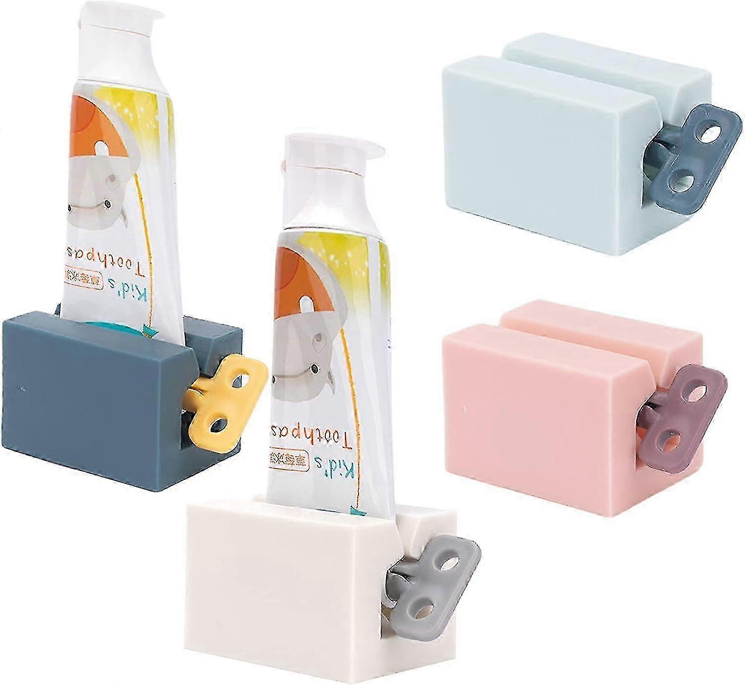 4 PCS Toothpaste Squeezer Rolling Tube Toothpaste Squeezer with Frosted Handles Toothpaste Holder Stand Bathroom Organizer Saves Toothpaste and Creams