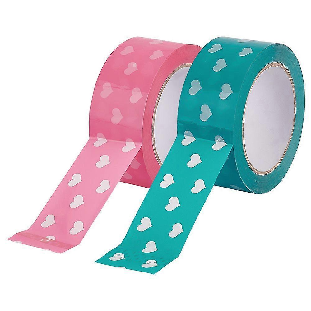 2 Roll 2 Colors Adhesive BOPP Packing Tape Heart Printing Shipping Decorative Tape for Sealing Boxes Mixed Color 4.55x0.01cm 1 roll/color
