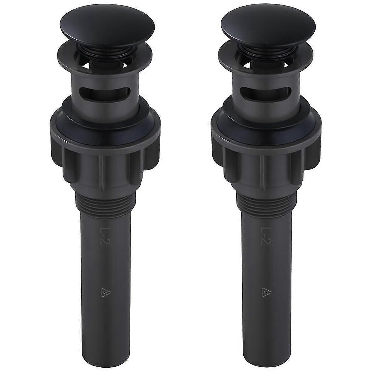 Waschbeckenabfluss mit Überlauf 2er-Pack, mattschwarzer Pop-up-Ablaufstopper Waschtisch-Waschbecken-Clicker Drai