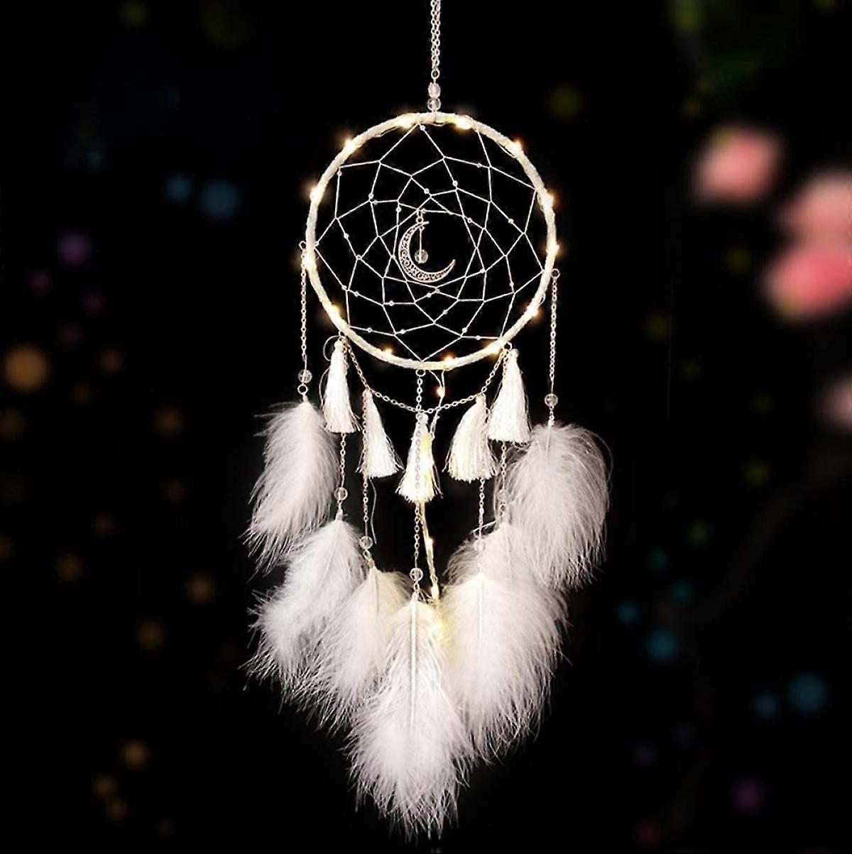 Dream Catcher Handmade Feather Wall Hanging Home Decoration Ornament Decor,OrnamentCraft Gift (White)
