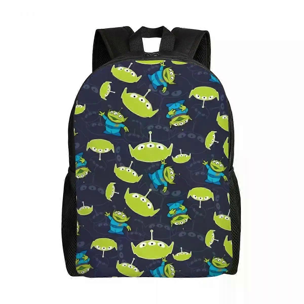 v1365 i1016  Green Aliens Toy Story Cartoon Travel Backpack Women Men School Laptop Bookbag Student Daypack Bags dbO1016