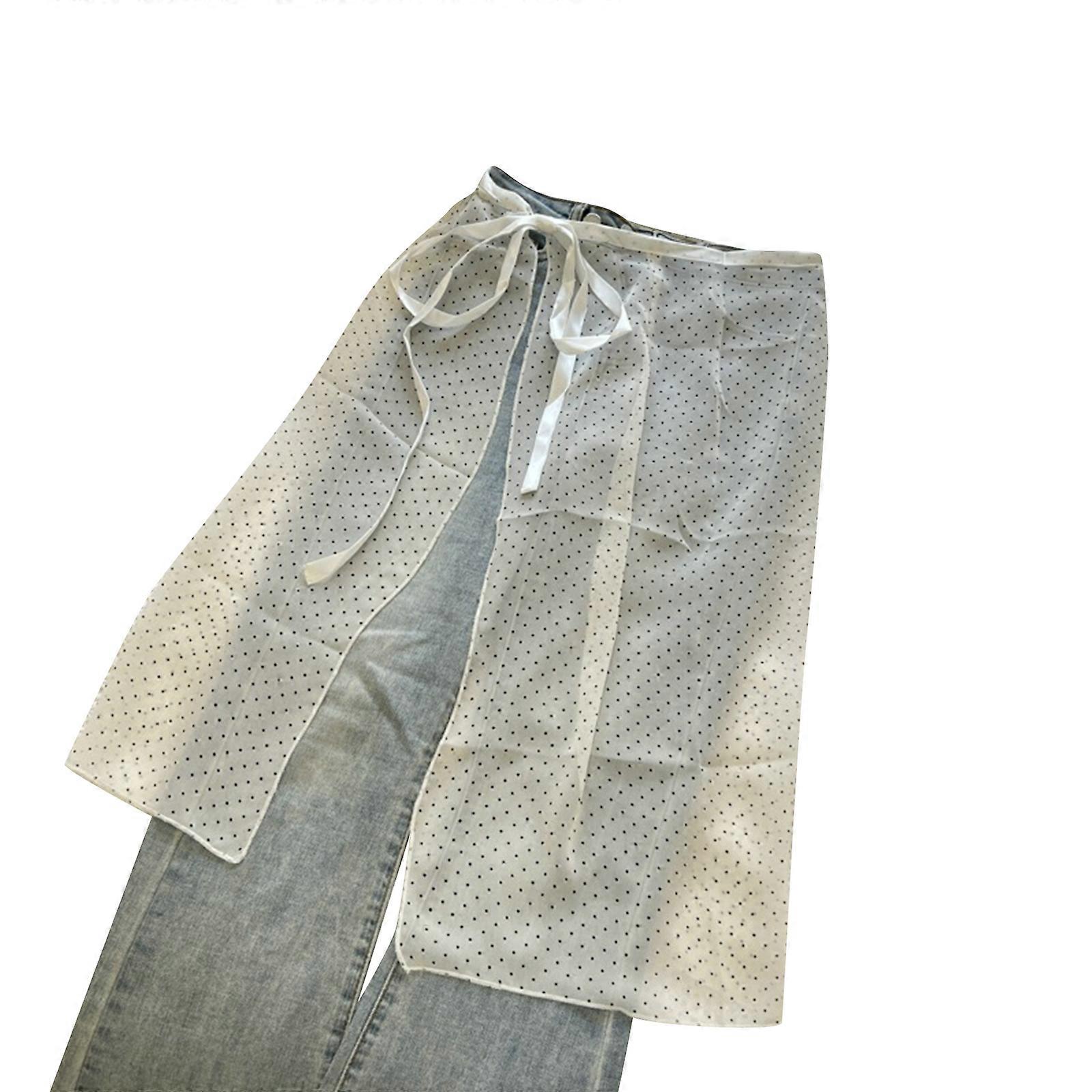 Femmes Coréennes Esthétique Voir À Travers Dentelle Tablier Jupe Vintage Tie Up Bowknot Motif Blanc Transparent Couvrant Surjupe 2