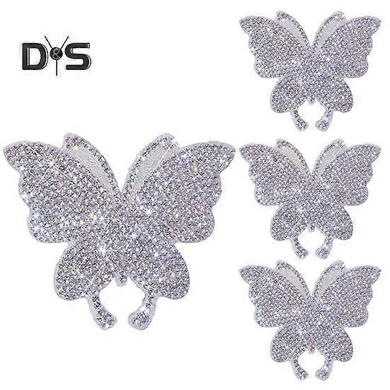 4Pcs Butterfly Car Stickers Sparkling Rhinestone Self adhesive Easy to Apply Car Stickers for Unique Car Interior Decoration