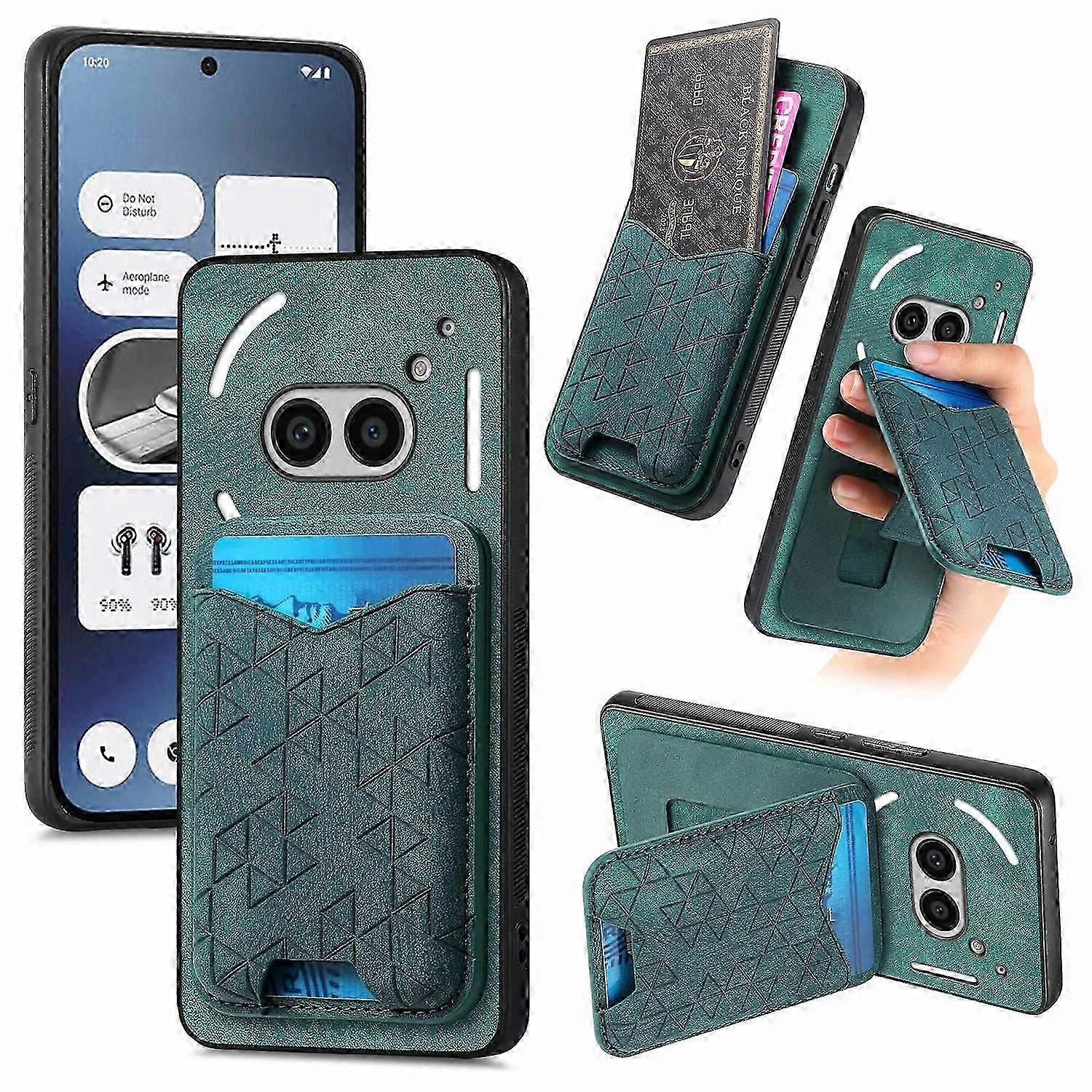 For Nothing Phone (2a) Case Imprinted Pattern Card Holder Kickstand Leather Back Cover -