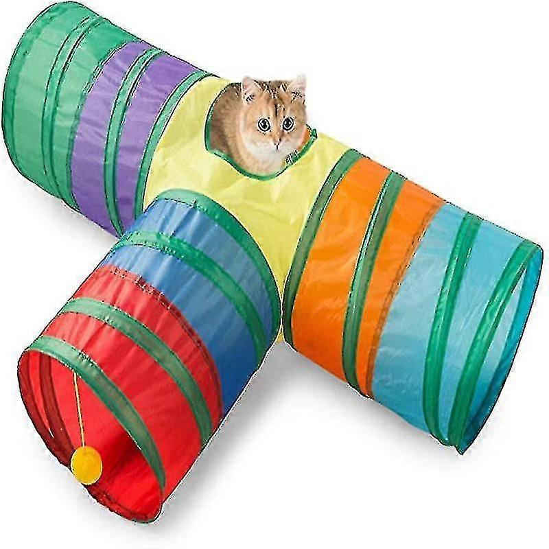 Interactive Cat Tunnel Pet Toy Play Tunnel For Cats Kittens Rabbits Puppies Collapsible t style Rain