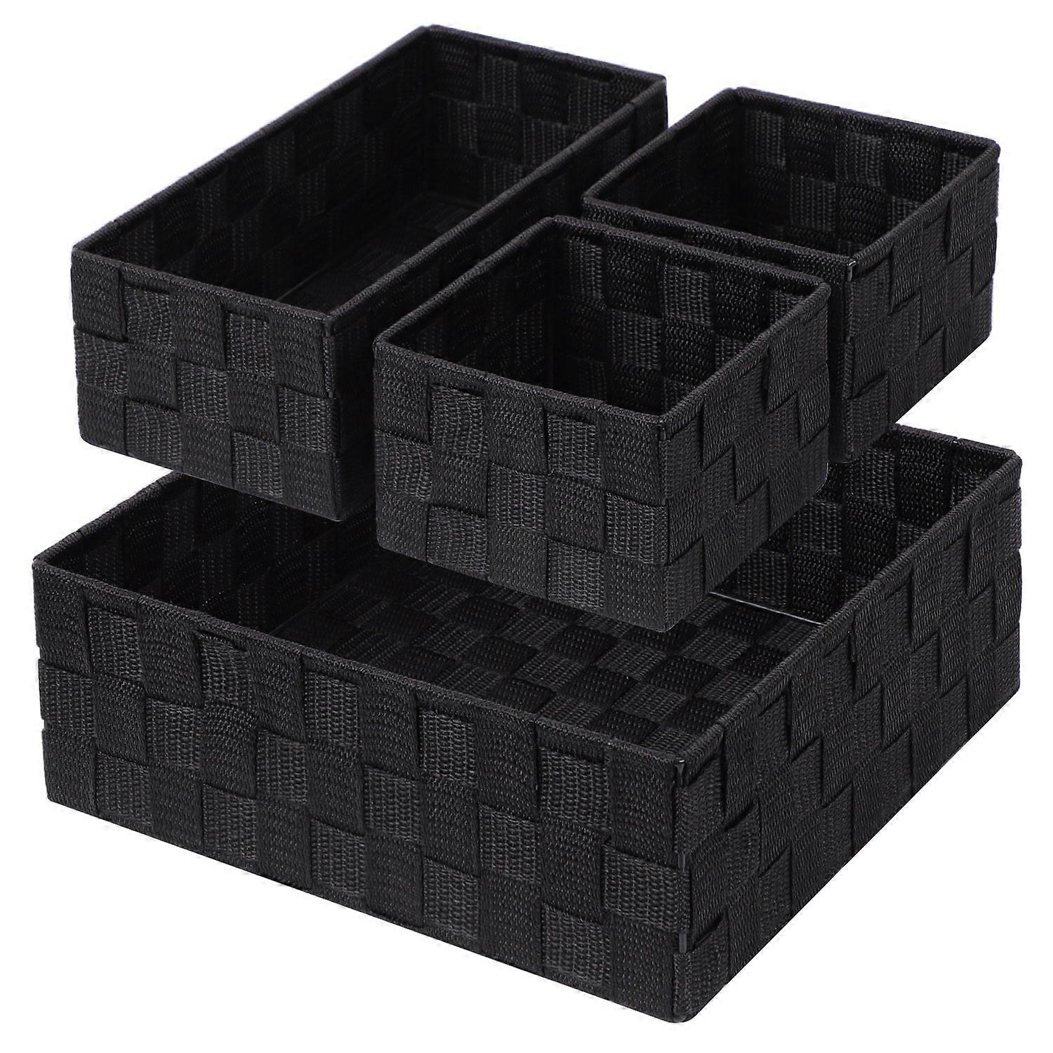 Small Black Storage Baskets Set of 4 for Drawer and Closet Organization, Cube Bin for Home Storage Solutions