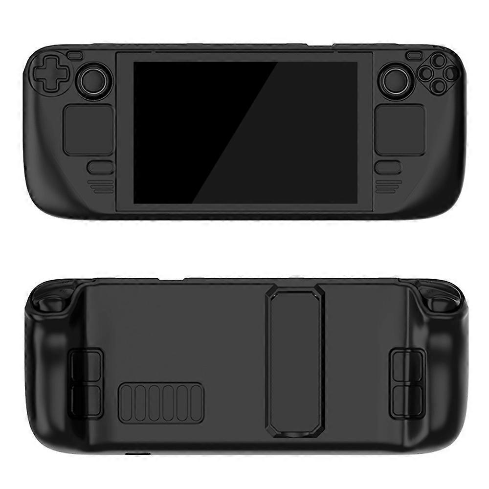 Hard PC Protective Case for Steam Deck Game Console Handheld Shockproof Cover with Stand - Black