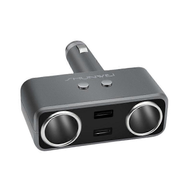 Car cigarette lighter one-to-three multi-function socket one-to-two power distributor conversion plug car charger-grey SD-1925