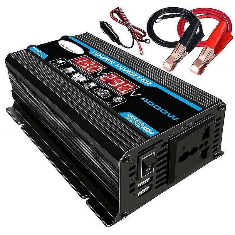 12V 220V Pure Sine Inverter 4000W Pure Sine Wave Inverter Transformer with Remote Control & Dual AC Power Outlets for RV Truck Car