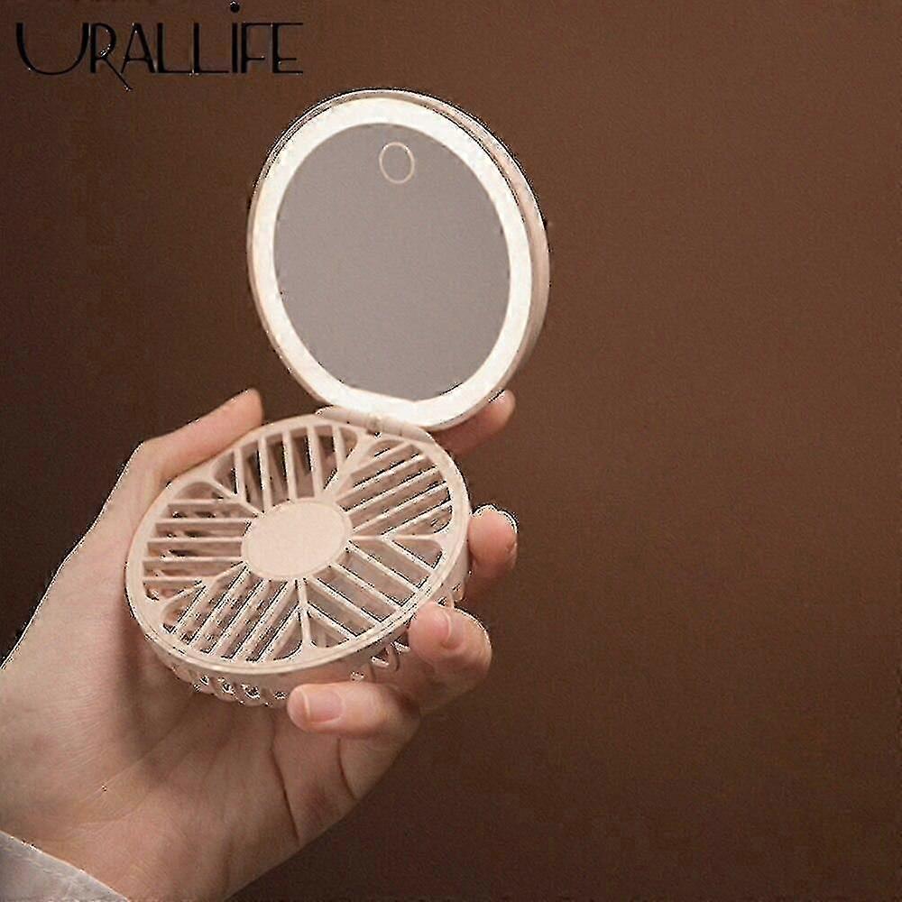 LED Makeup Mirror Touch Control Fan USB Charging Tool Mini Silent Cooler | Makeup