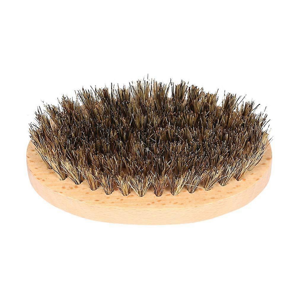 Oval Boar Bristle Men Beard Mustache Brush with Beech Handle in Natural Primary Color Shaving Brush (8.5x4.5x2.8cm)