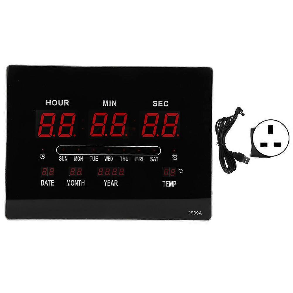 LED Digital Perpetual Calendar Clock Wall Clock with Temperature Date Display 100‑240V