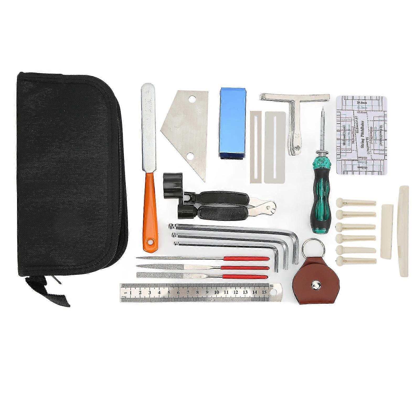 2024 36Pcs Guitar Repairing Tools Kit Setup Maintenance String Changing Tuning Wrench Leveling Ruler