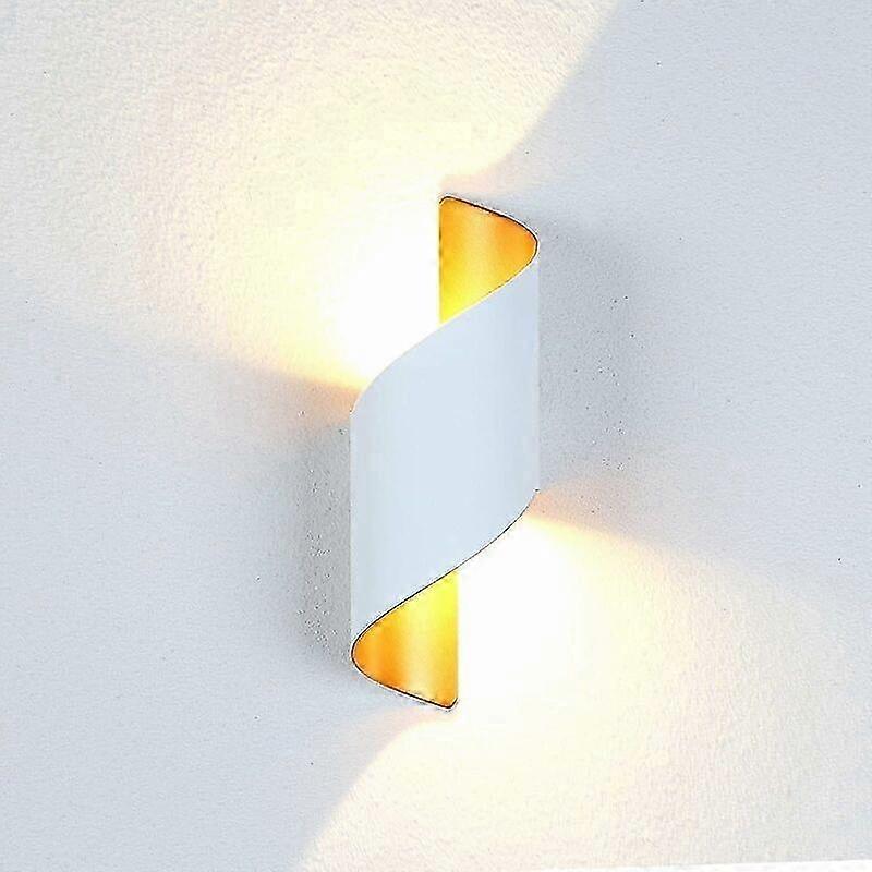 Wall Sconce, Modern White Wall - Mounted Light with Gold - Toned Interior, 28cm Height, 10cm Width