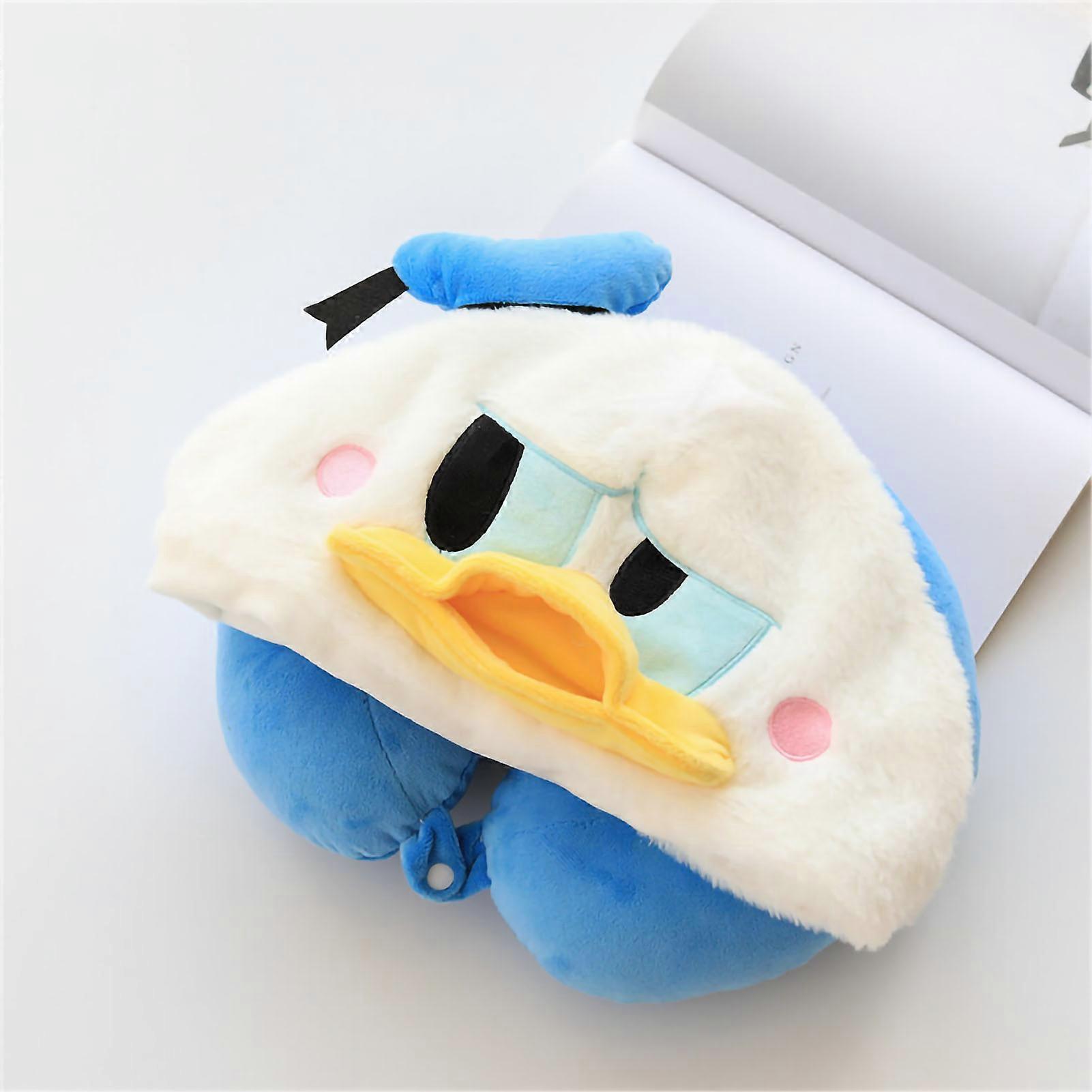 Cuscino a forma di U con cappuccio Cuscino per il collo a forma di U in cotone da viaggio in PP per cartone animato per sedile aereo