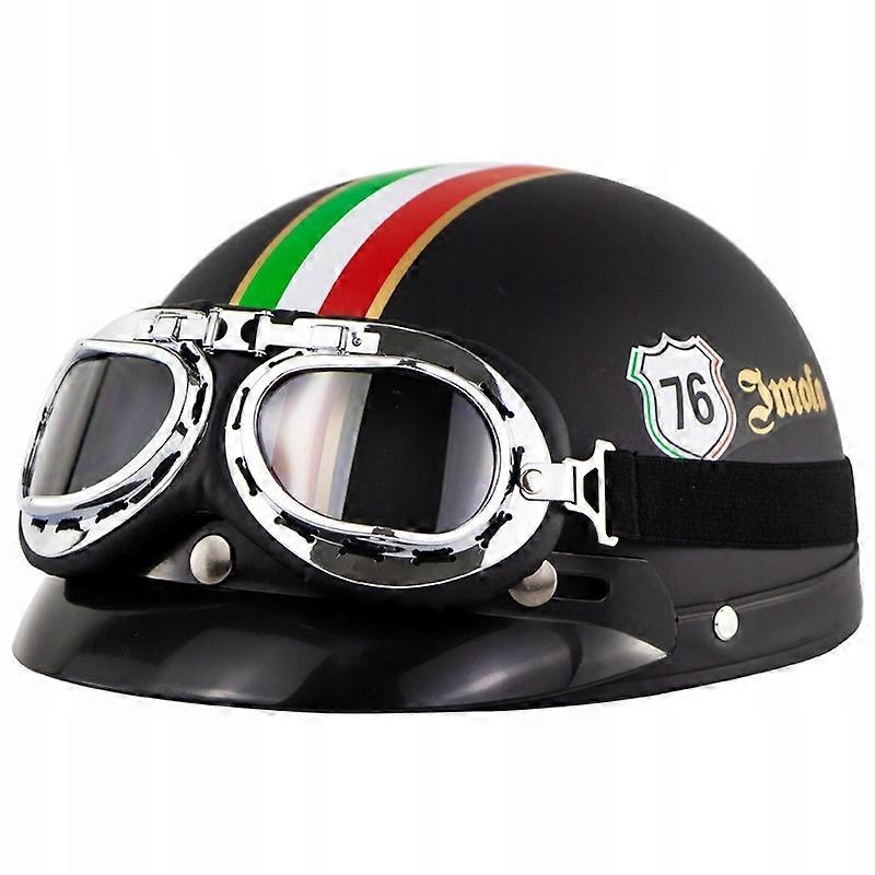 Kask motocyklowy Kask orzechowy Kask skuterowy Retro czarne gogle