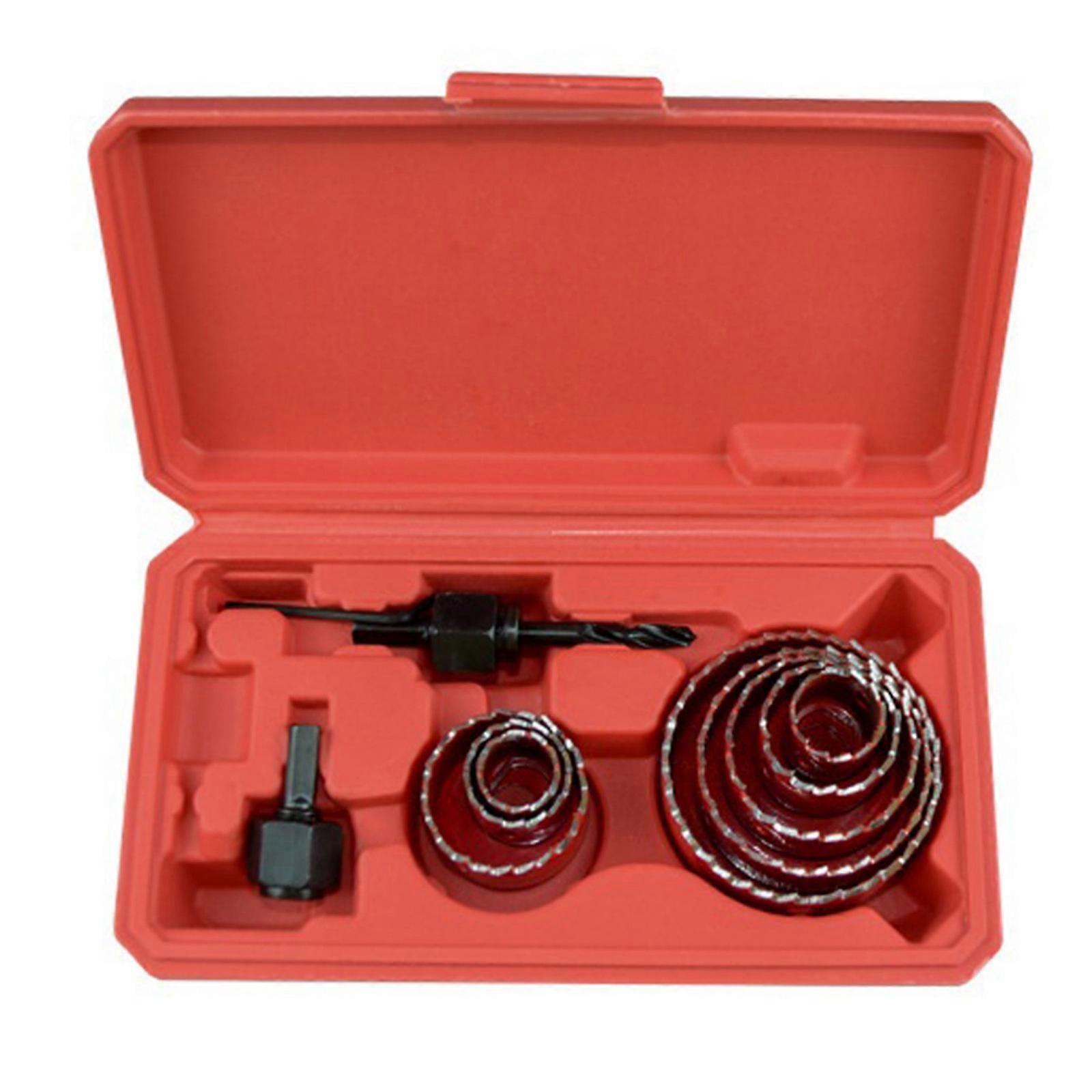 High Performances 19-64mm Hole Saw Kits with Carrying Case for Home Improvement Projects Easy to Use Woodworking Tools  Red