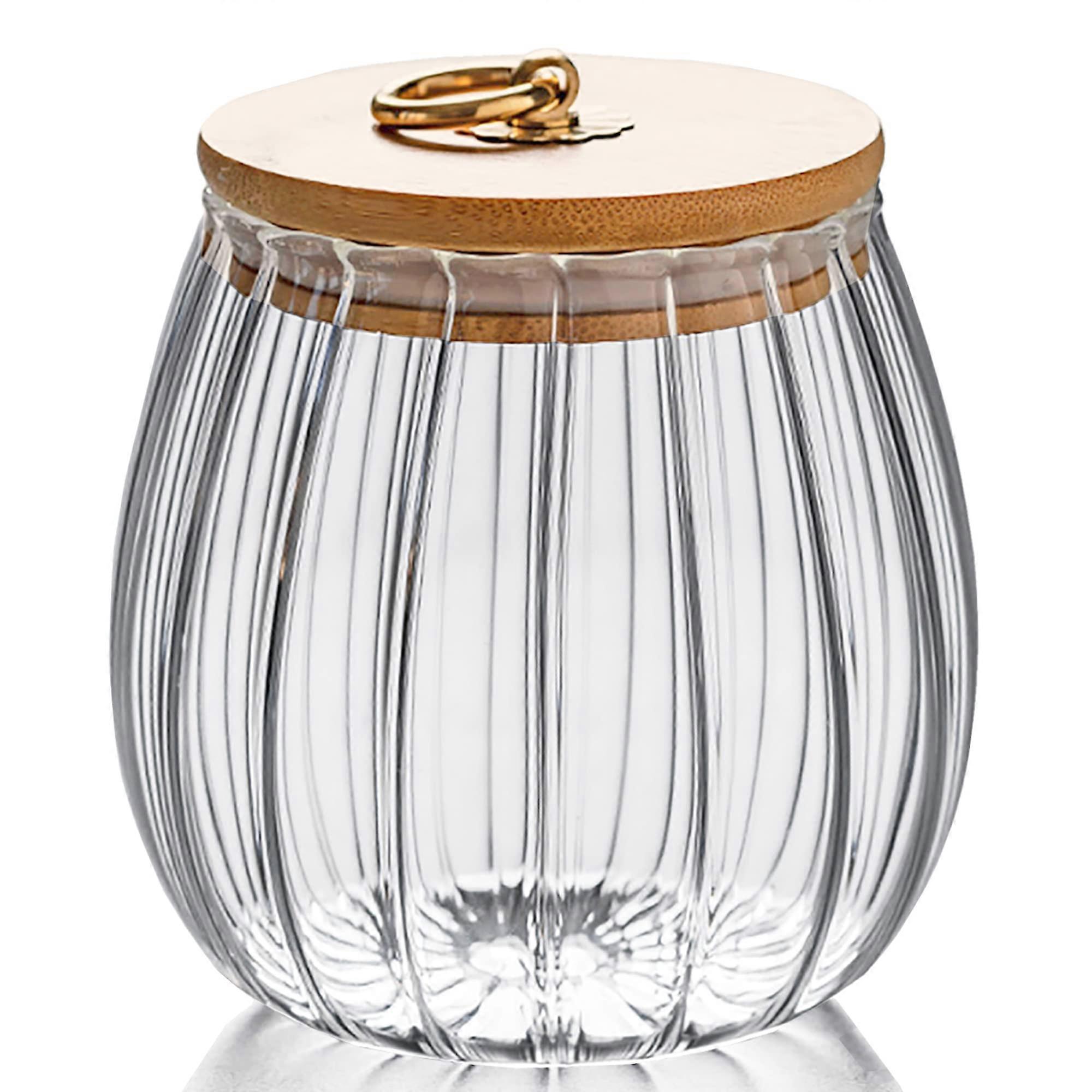 Glass coffee hazelnut jar air -proof storage jar easily grasped with bamboo lid decorative container metal handle 1600ml, 54 fl oz (large oval)