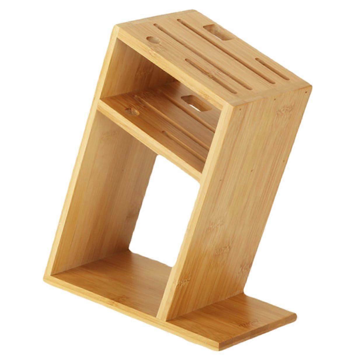 Bamboo Cutter Stand Holder Kitchen Knife and Scissor Storage Rack for Countertop Organization and Easy Access