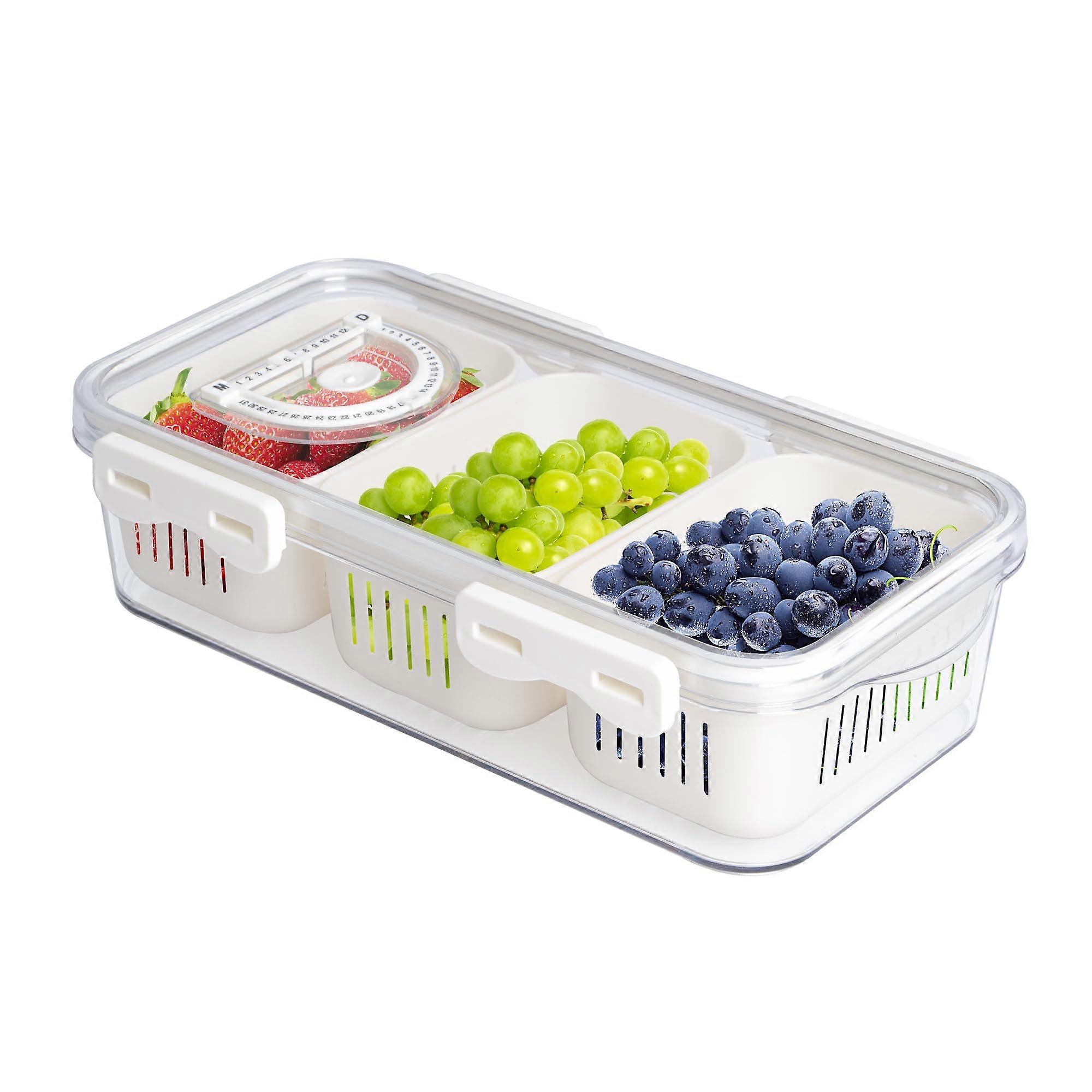 Stackable Divided Snackle Box for Refrigerator Storage, BPA-Free Food Serving Tray, Multi-Compartment Design, Clear Plastic