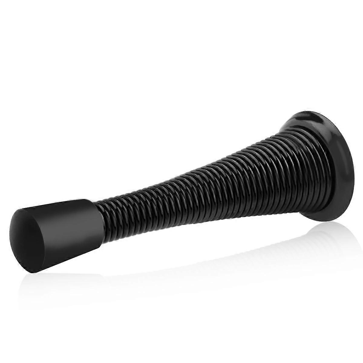 Spring Door Stopper with Rubber Bumper 3-1/8 Inch Flexible Low Mounted Door Bumper Upgrade Black for Home Use