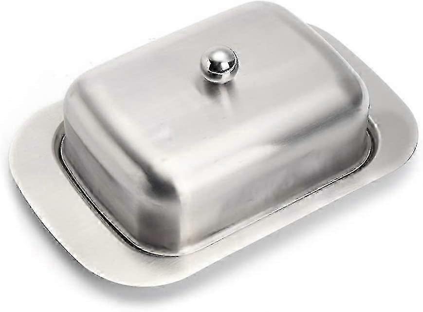 Plat à beurre en acier inoxydable, plat à beurre en métal avec couvercle, plat à beurre cloche à beurre Refroidisseur Butte