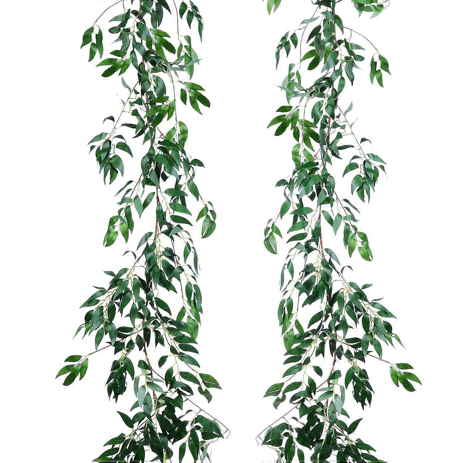 Artificial Hanging Leaf Ivy 2-Pack, 5.7 Ft Silk Willow Leaves Branches