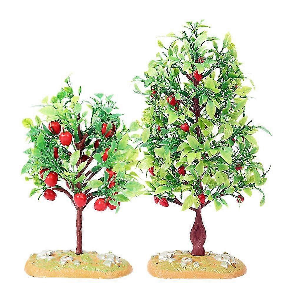2pcs Simulation Fruit Tree Model Sand Table Small Trees Model Fake Architecture Trees