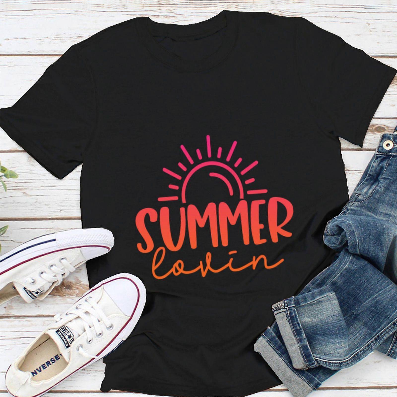 Summer Lovin Double-Sided Womens T-Shirt  Good Vibes and Tan Lines Beach Sunset Print  Soft Cotton Tee in Sizes SXXL