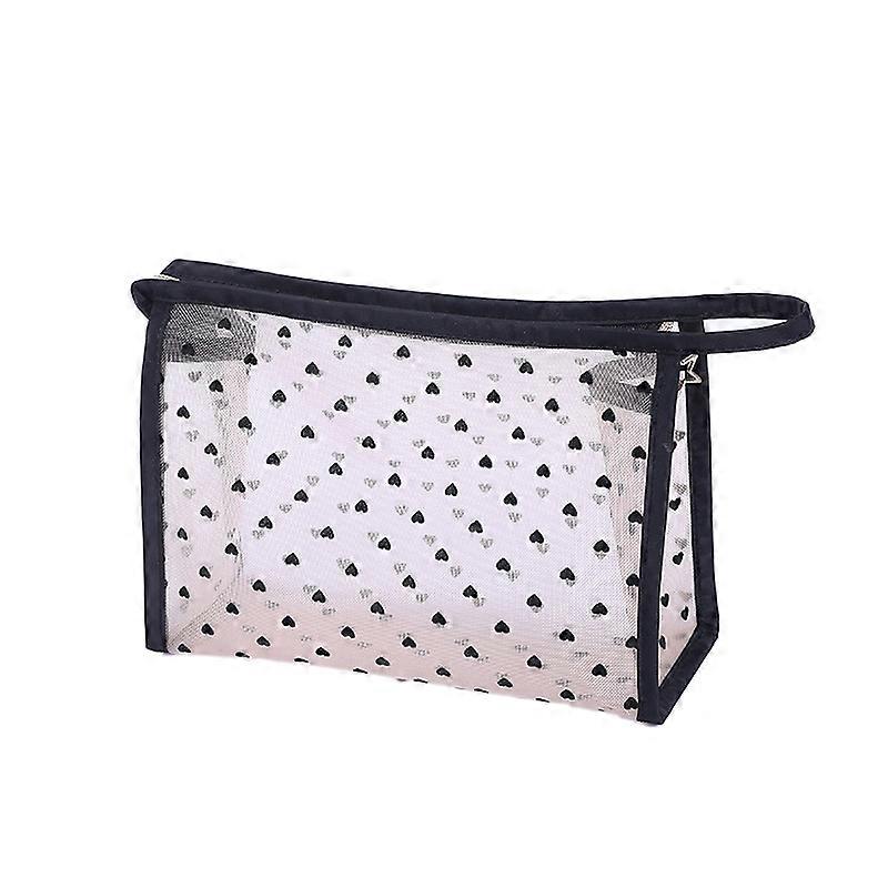 Flocking Love Mesh Portable Cosmetic Bag, Style: Briefcase