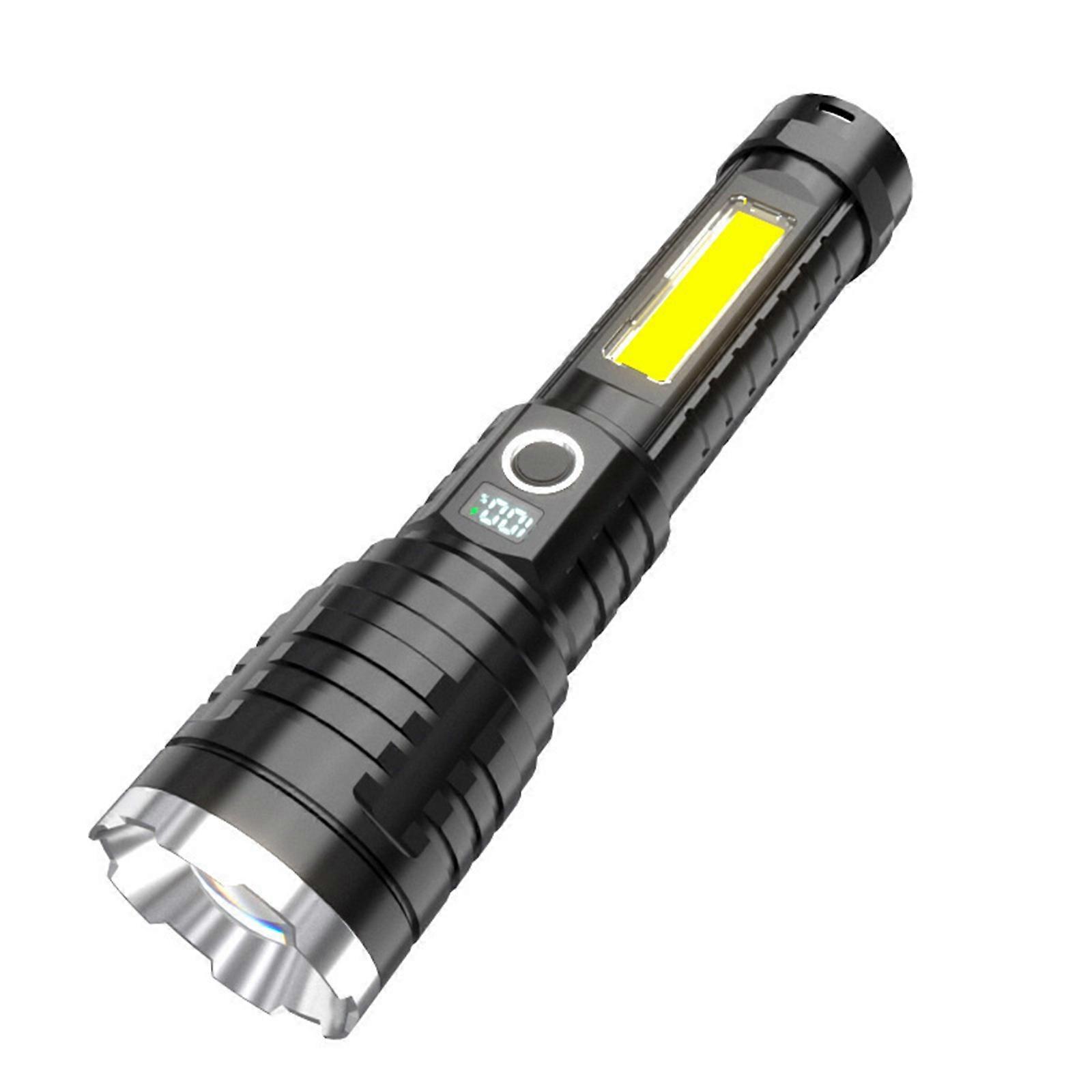 Digital Electronic Display Telescopic Zoom COB Side Lights 5-speed Light Type-C Rechargeable Phone Waterproofs Flashlight