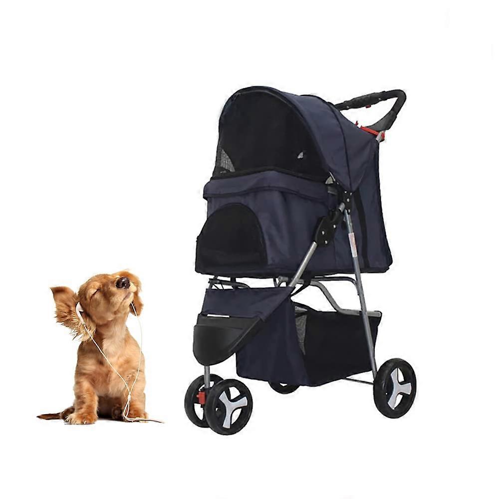 Axonl Pet Stroller, 3 Wheels Dog Stroller, Cat Carrier Stroller, 2 Layers Foldable