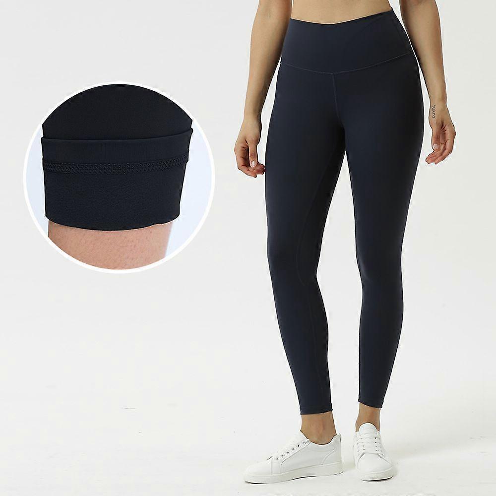 Womens Sweatpants High Waist Solid Color Hip Lifting Exercise Fitness Tight Yoga Pants Leggings Black plus velvet