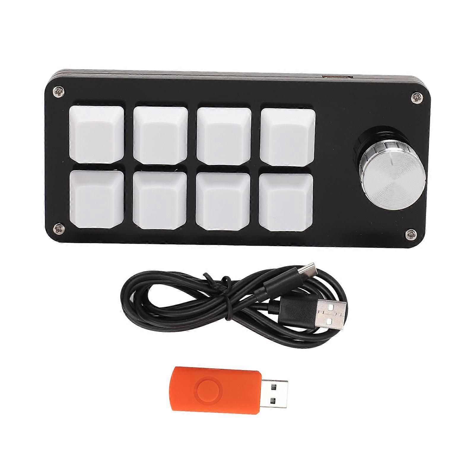 Mini 8 Key Keypad with Knob Hot Swappable Blue Switch Customized Programming One Handed Macro Mechanical Keyboard