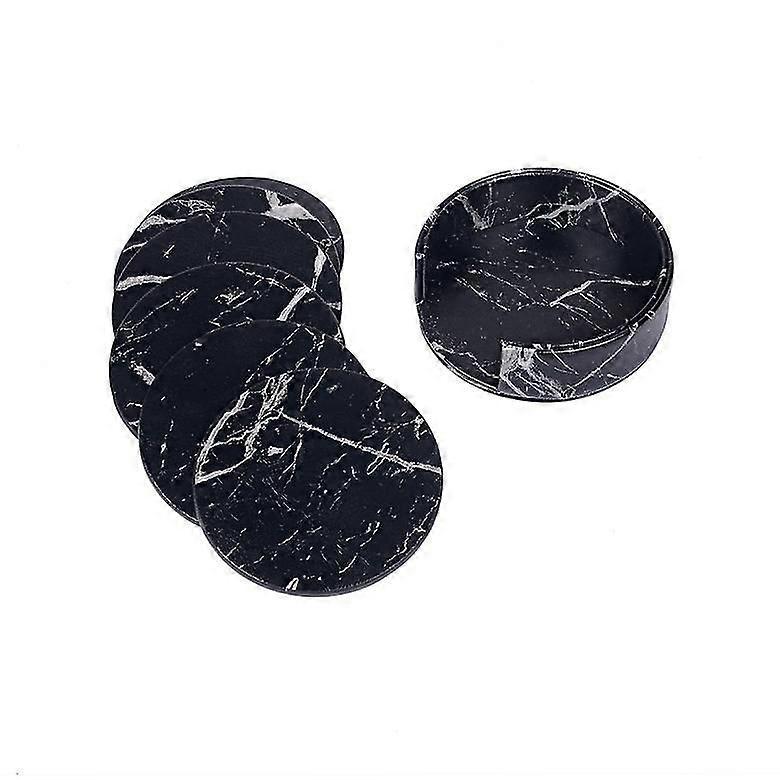 Marbled Drink Coasters Set Of 6 Leather Coasters Spill Protection For Tables Durable And Non-slip