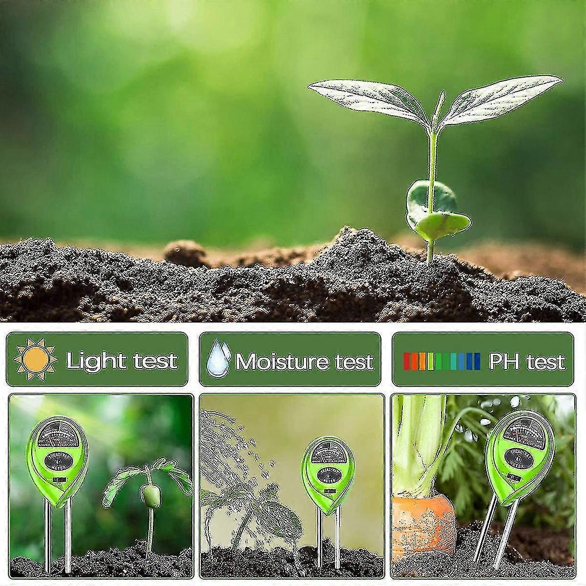 Soil Tester,3-in-1 Soil Test Kit With Moisture,2pcs Light Green