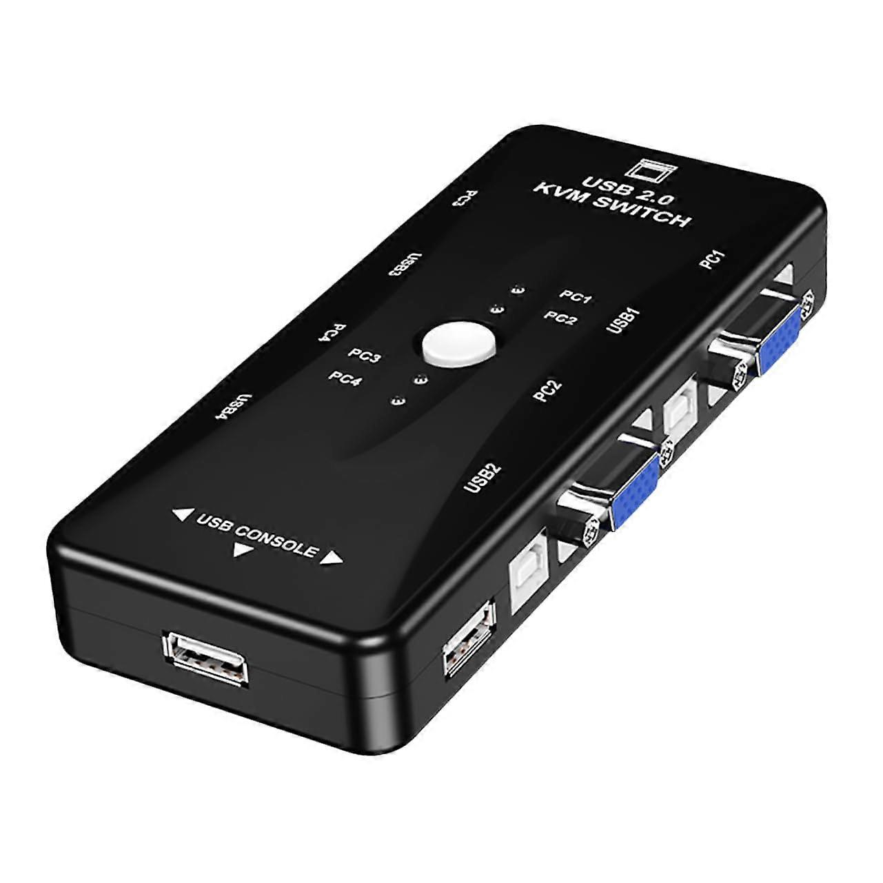 4 Port USB Mouse Keyboard Splitter for Printer Sharing, High Definition, Easy to Use, Compatible with Windows and Mac