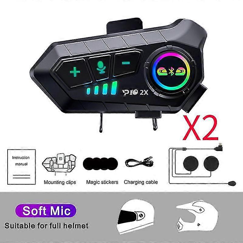 YP10 Motorcycle Helmet Intercom Bluetooth 5.3 Headset 300M intercomunicador Riding Communication Wireless Interphone Waterproof Music Player Earphone