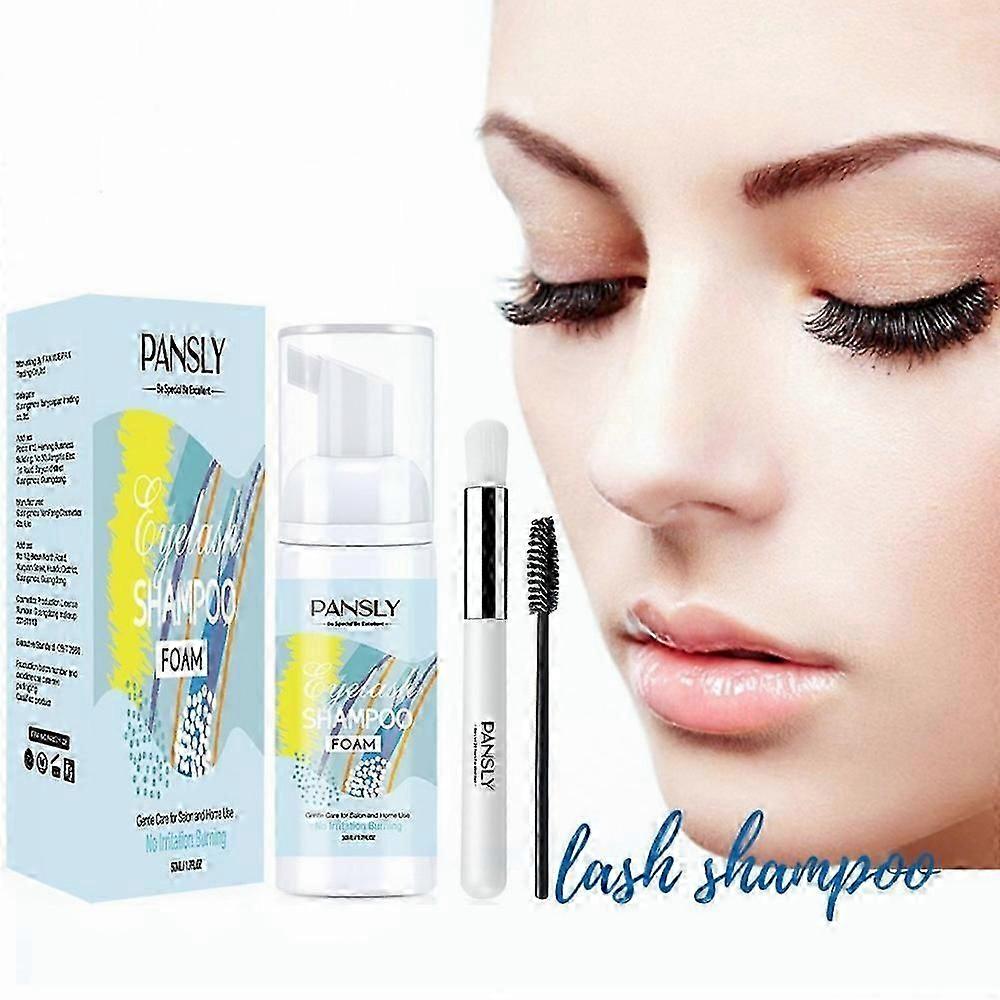 1-3PCS Eyelash Shampoo for Eyelash Extension 50ml Eyelash Foam Cleanser with soft brush