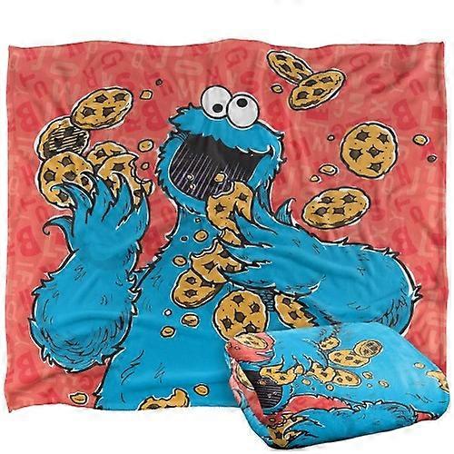 Sesame Street Drawn Cookie Monster Blanket