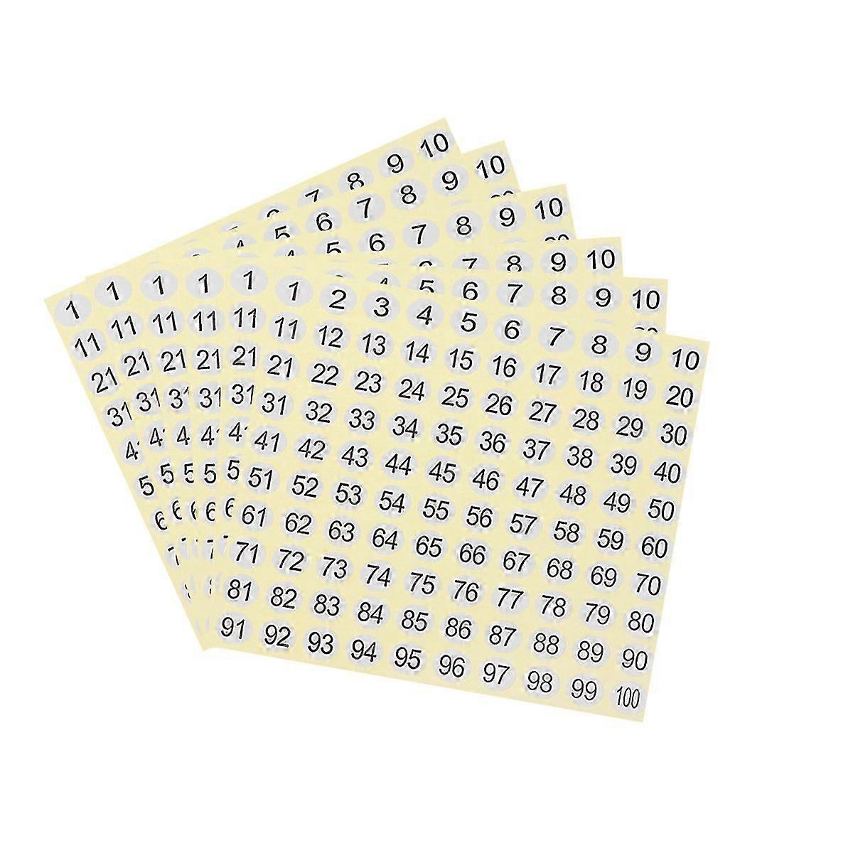 15 Sheets White Circle Label Sticker Wall Number Tags