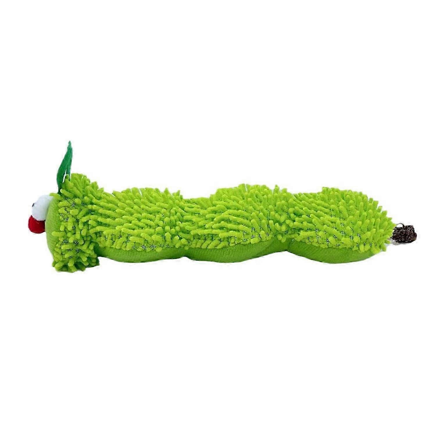 Interactive Cat Toy Plush Green Caterpillar with Catnip Improve Bond Protect Furniture