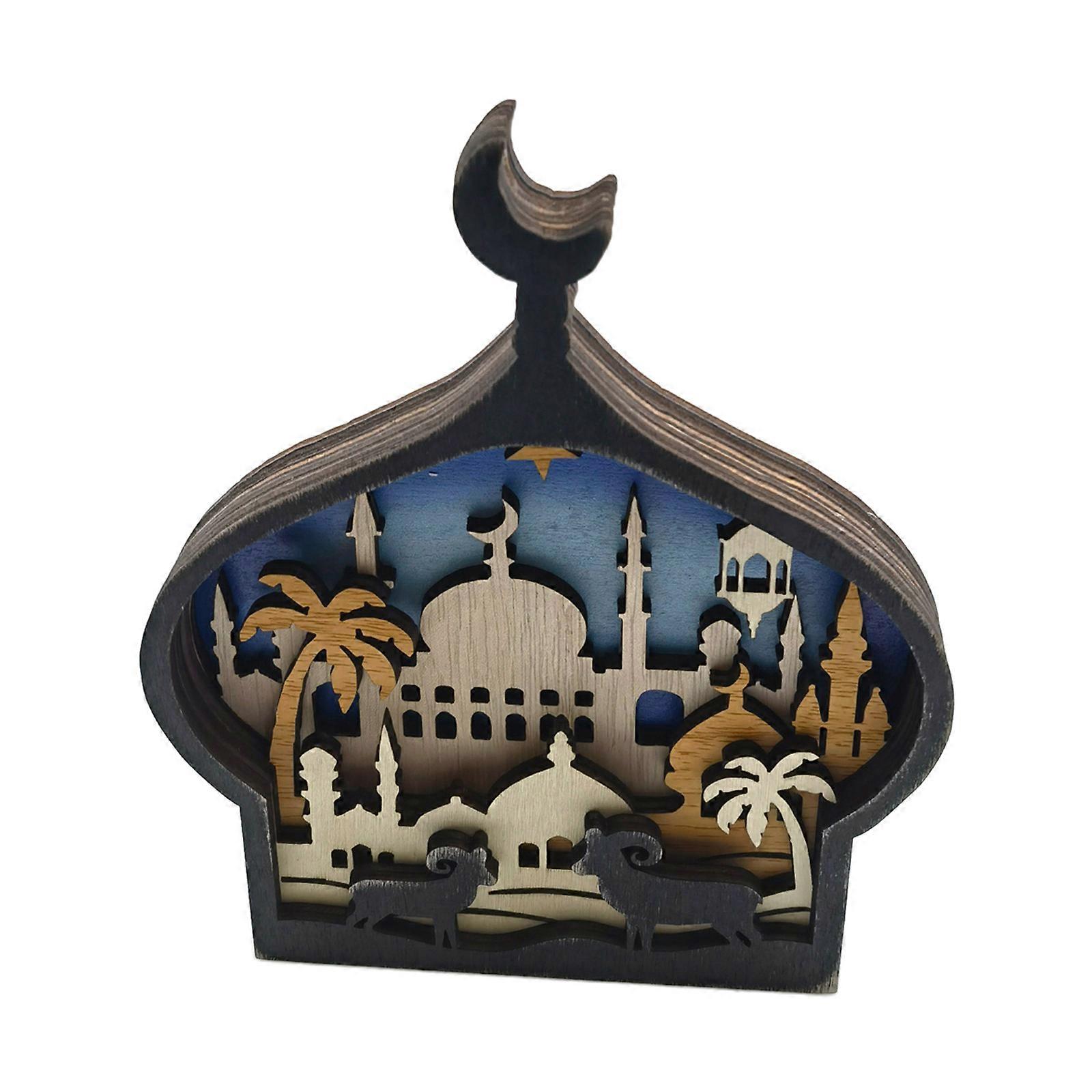 Ramadan Castle Table Deccor Bookshelf Castle Table Ornament Deccor Eid Mubara Sign Pattern Crafts Ornament