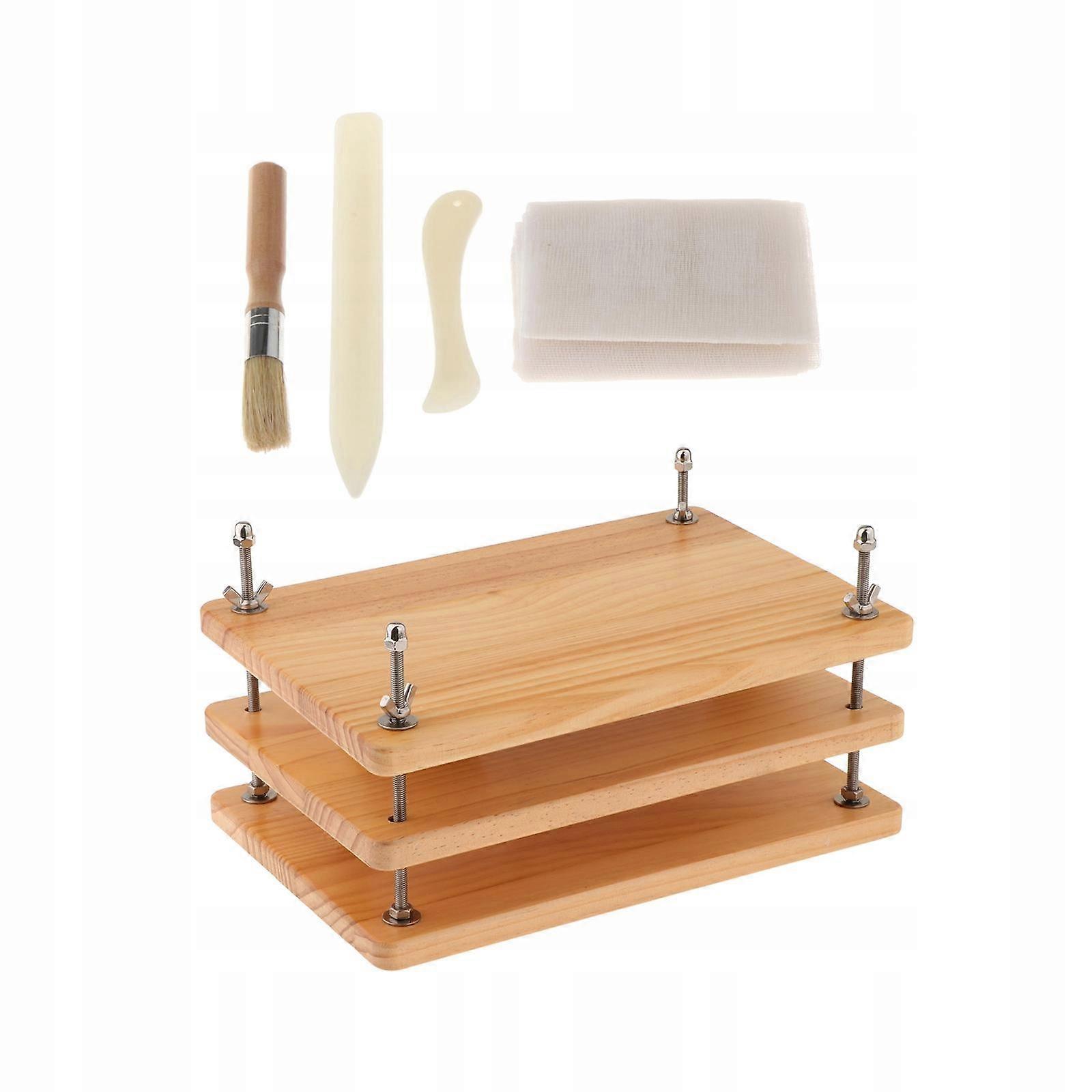 Book Binding Set Portable Crafts Wood Book Press Paper Folding Tool 3 Layer